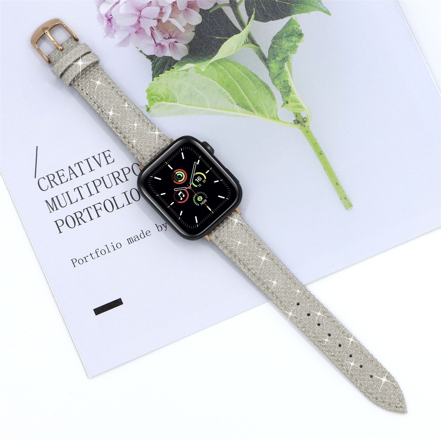 Fabulously Fit Sparkly leather replacement strap for Apple Watch 38/40/41mm