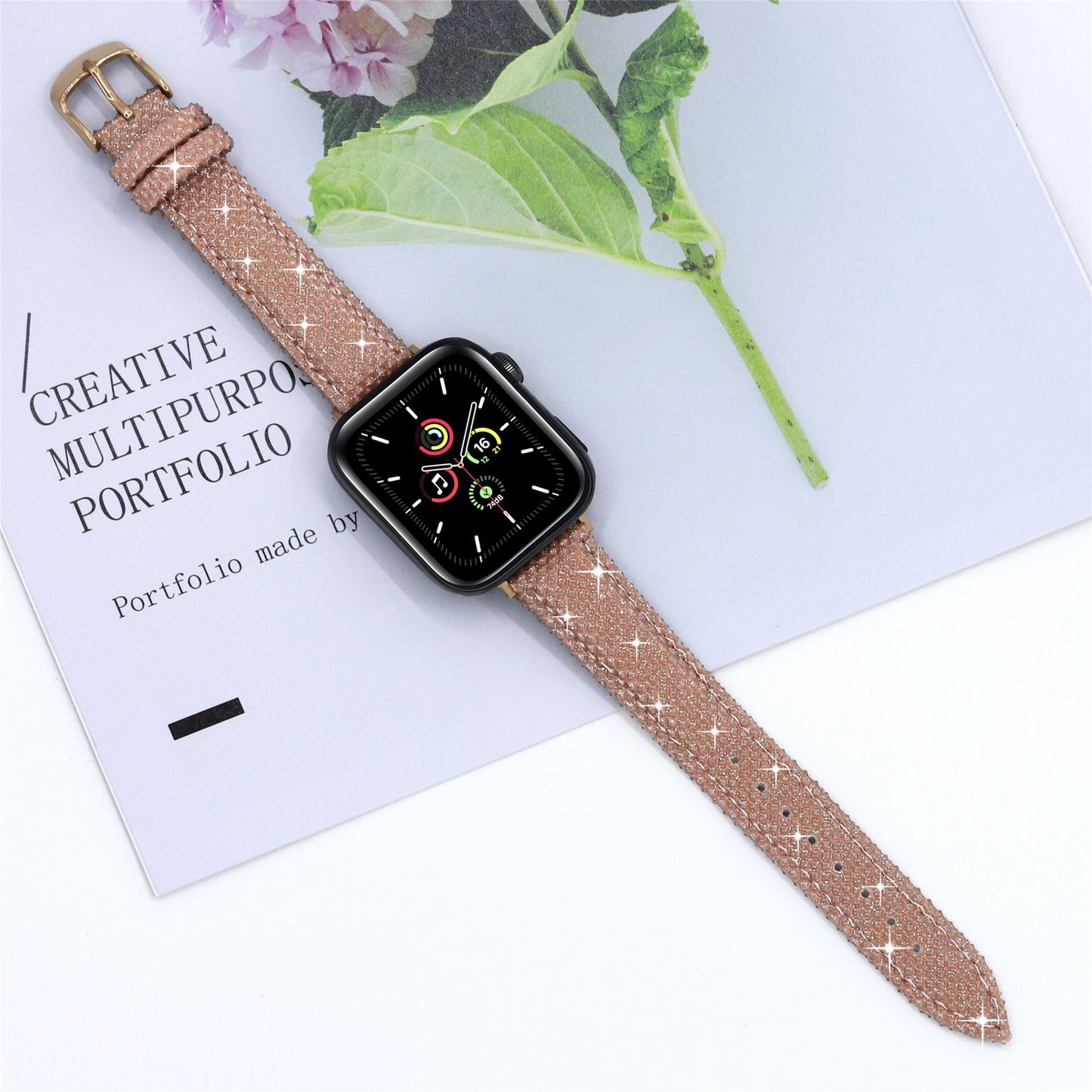 Fabulously Fit Sparkly leather replacement strap for Apple Watch 38/40/41mm