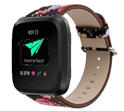 Fitbit Versa black floral strap - Fabulously Fit