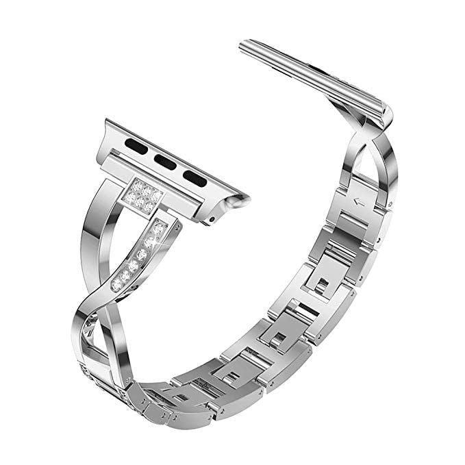 Apple watch silver diamanté linked strap - Fabulously Fit 