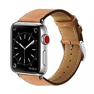 Apple watch tan genuine leather strap - Fabulously Fit 