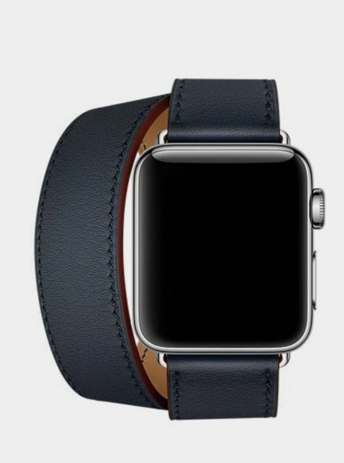 Apple watch twisted navy genuine leather strap - Fabulously Fit 