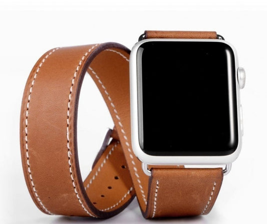 Apple watch twisted tan genuine leather strap - Fabulously Fit 