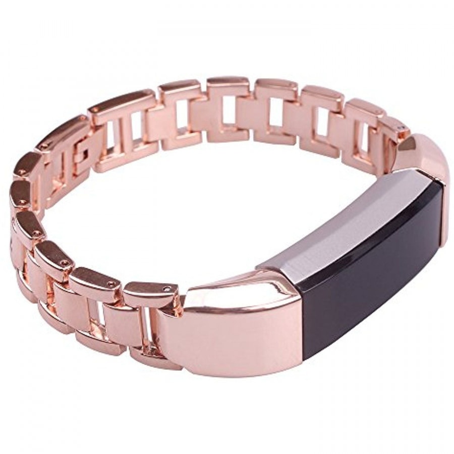 Fitbit Alta HR rose gold link stainless steel strap - Fabulously Fit 