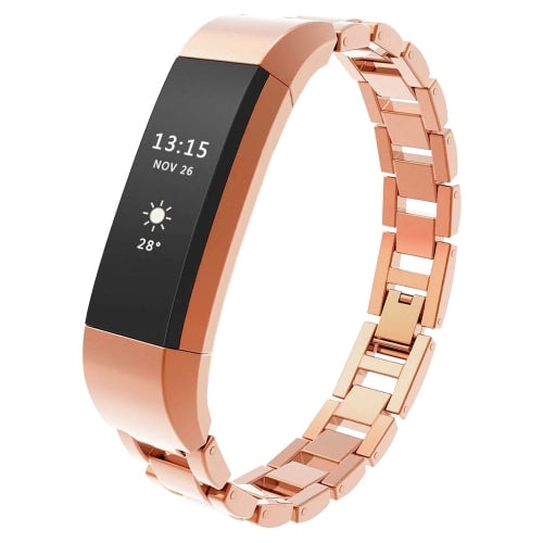 Fitbit Alta HR rose gold link stainless steel strap - Fabulously Fit 