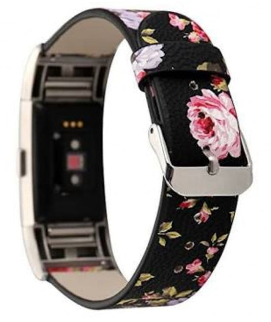 Fitbit charge 2 black floral strap - Fabulously Fit 