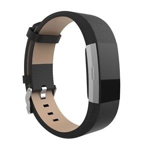Fitbit Charge 2 Black Genuine Leather Replacement Strap