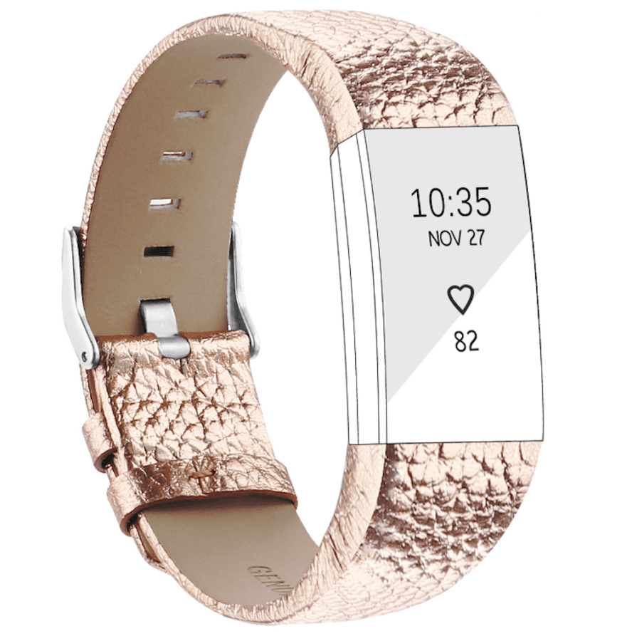 Fitbit charge 2 rose gold leather strap - Fabulously Fit 