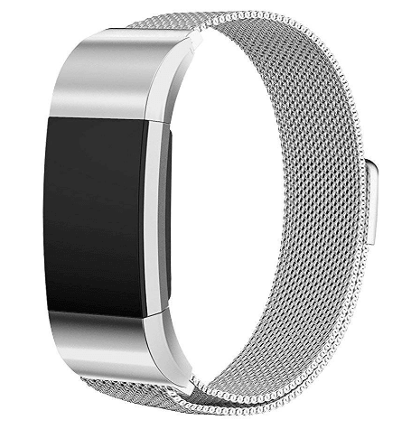 Fitbit Charge 2 Silver Metallic Replacement Strap