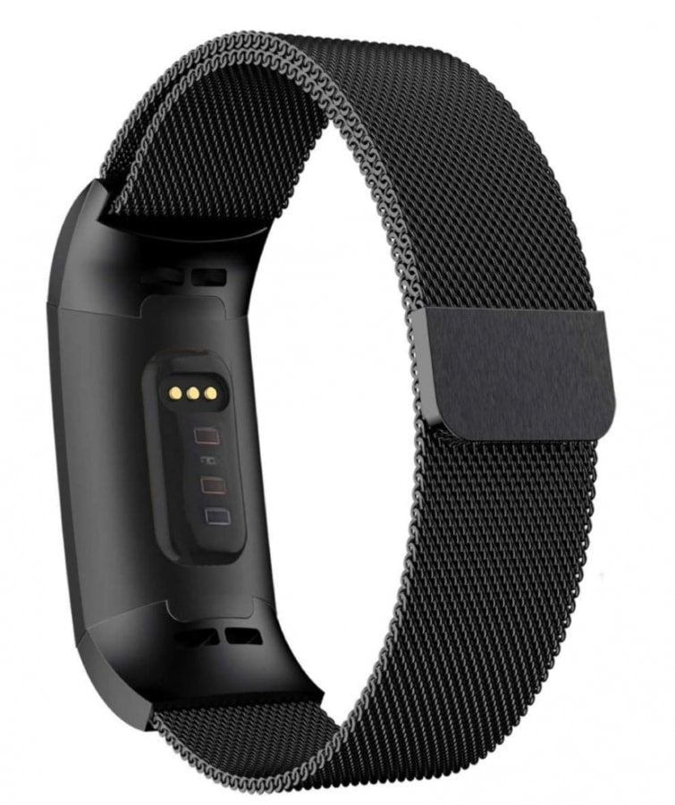 Fitbit charge 3/4 black metallic strap - Fabulously Fit 