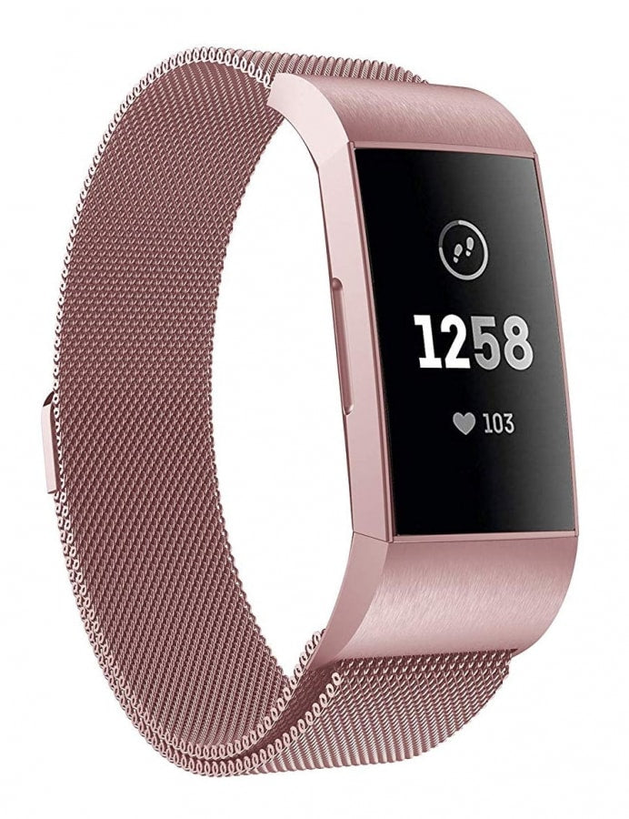 Fitbit charge 3/4 blush rose gold metallic strap - Fabulously Fit 
