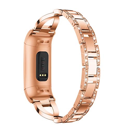 Fitbit Charge 3/4 diamanté rose gold linked strap - Fabulously Fit 