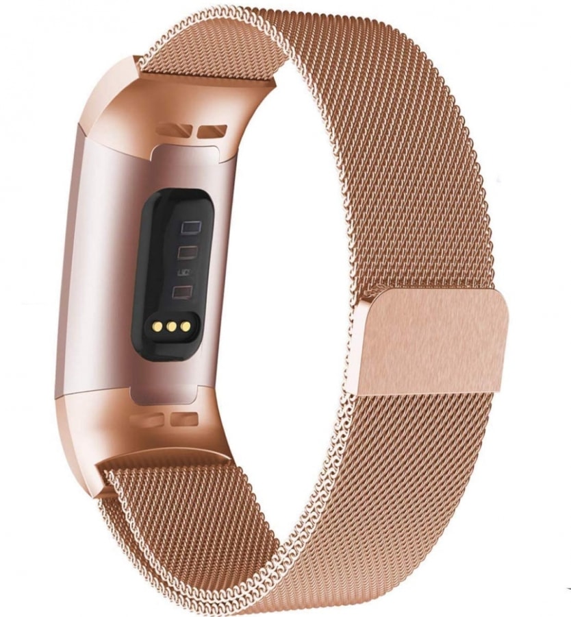 Fitbit charge 3/4 rose gold metallic strap - Fabulously Fit 