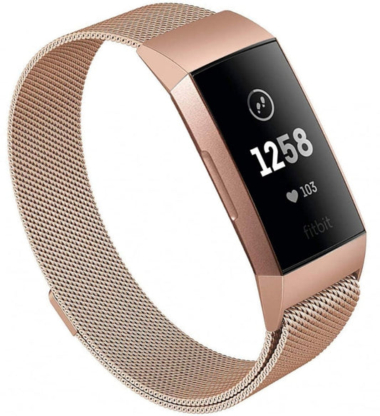 Fitbit charge 3/4 rose gold metallic strap - Fabulously Fit 