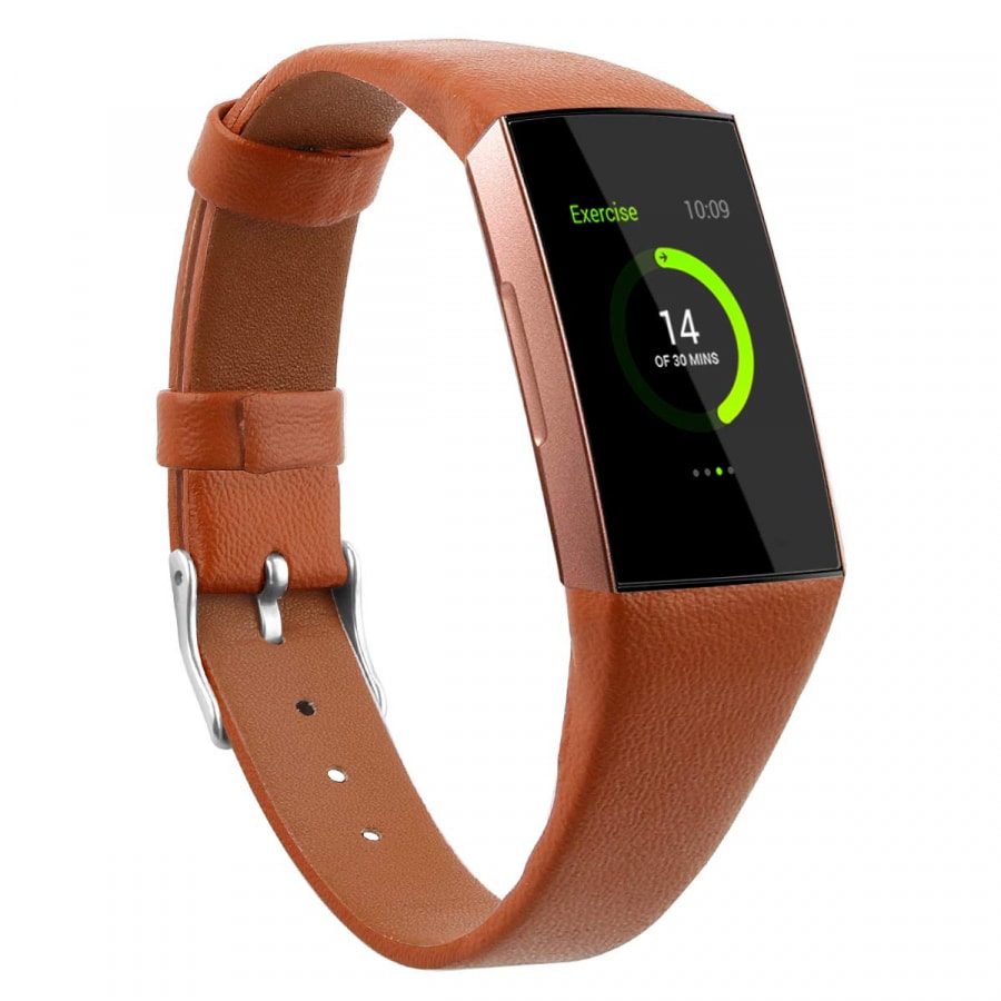 Fitbit charge 3/4 tan genuine leather strap - Fabulously Fit 