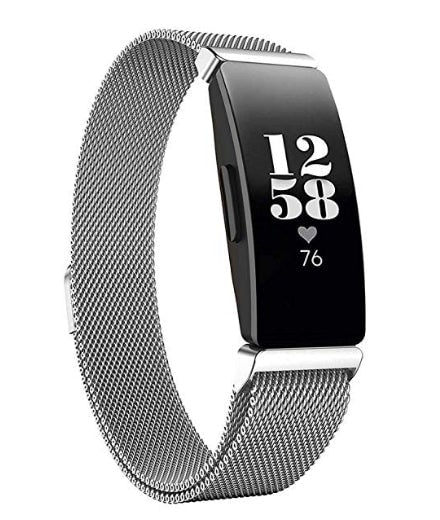 Fitbit Inspire HR/Inspire 2 silver metallic strap - Fabulously Fit 