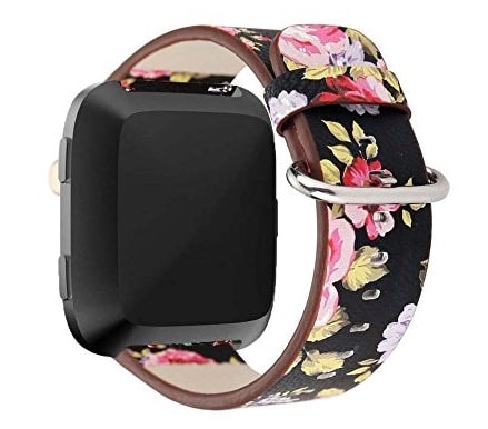 Fitbit Versa black floral strap - Fabulously Fit 