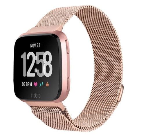 Fitbit Versa blush rose gold metallic  strap - Fabulously Fit 