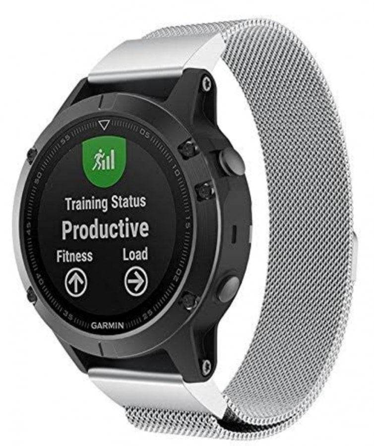 Garmin Fenix 5S/5S plus silver metallic strap - Fabulously Fit 