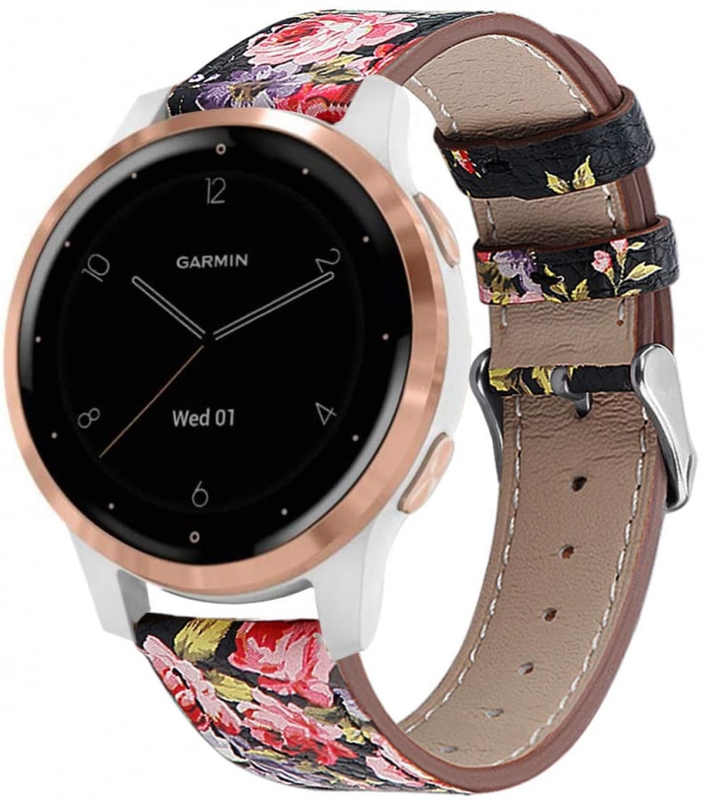 Garmin Vivoactive 3 black floral strap - Fabulously Fit 