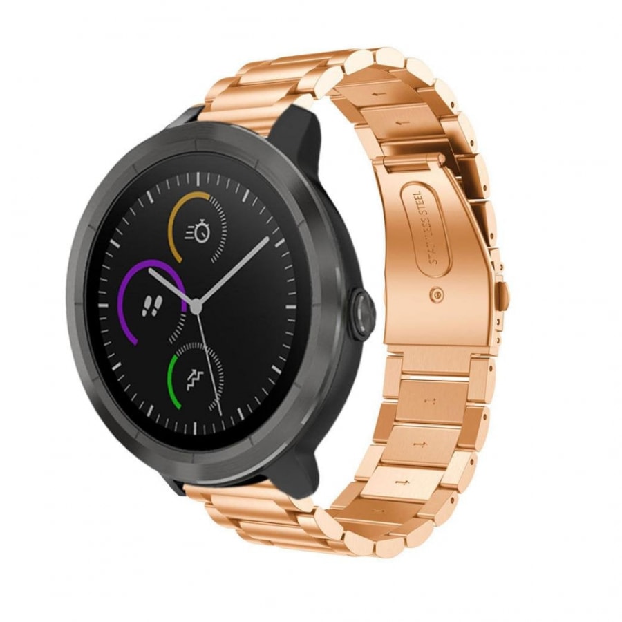 Garmin Vivoactive 3 rose gold stainless steel link strap - Fabulously Fit 