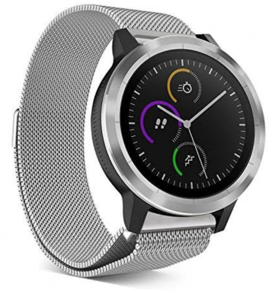 Garmin Vivoactive 3 silver metallic strap - Fabulously Fit 