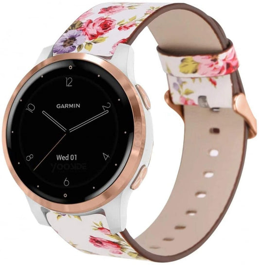 Garmin Vivoactive 4s white floral strap - Fabulously Fit 