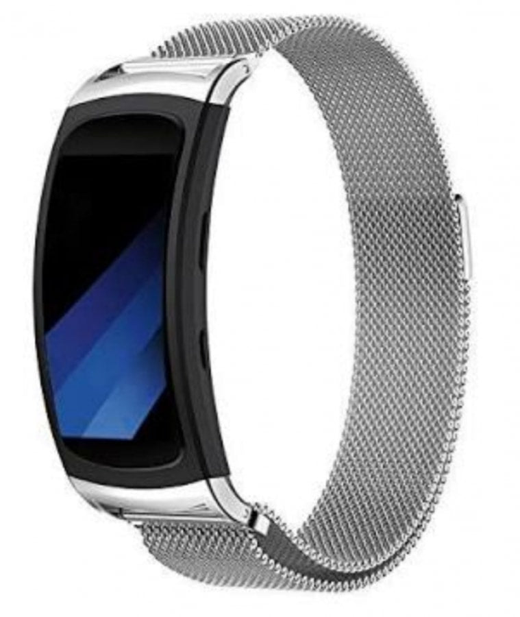 Samsung Gear Fit 2 Pro silver metallic strap - Fabulously Fit 